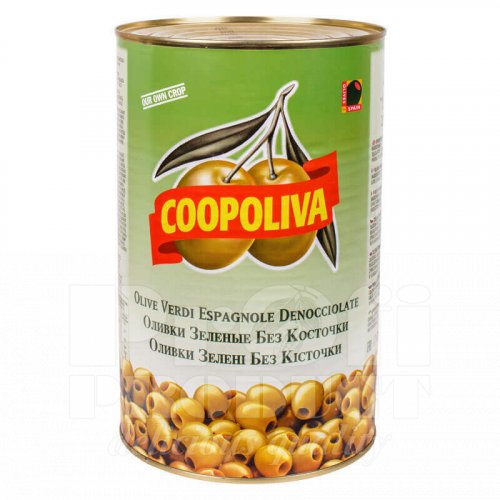 Оливки Coopoliva без кісточок Зелені 4.3 л